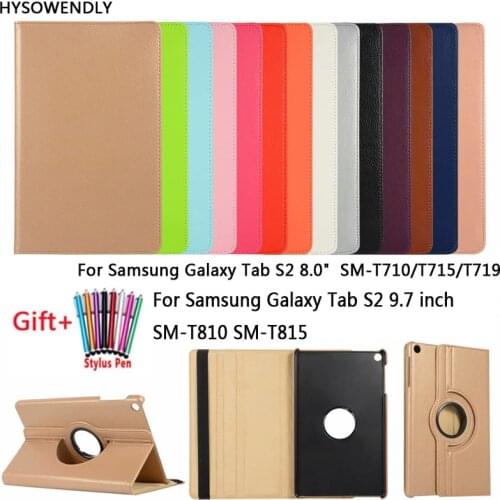 Tablet Cases For Samsung Galaxy Tab S2 8.0"/9.7 inch SM-T810 SM-T815 SM-T710/T715 360 Rotating Bracket Fold Stand Leather Covers