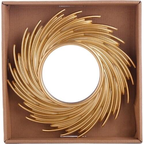 Sun Shape Decorative Mirror Rattan Innovative Art Decoration Round Makeup Mirror D2TD