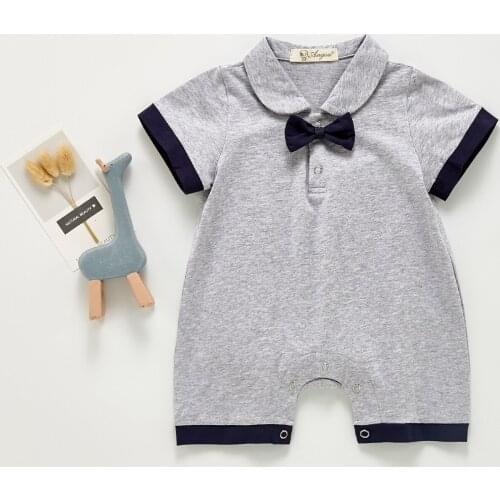 Ins Hot Sale Kids Boys Gentelmen Style Short Seeve Romper