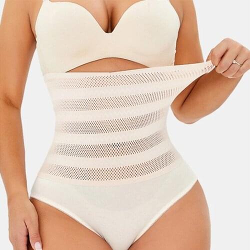 Slimming High Waist Mesh Skinny Panties for Women 2021 Corset Summer Underwear Black Hollow Out Intimates Female Briefs