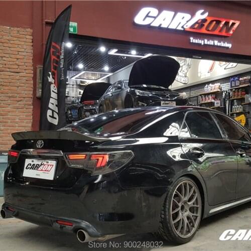 For Toyota Mark X REIZ 2010 -2017 Carbon Spoiler Wing Trunk Lip Boot Cover Car Styling