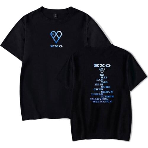 EXO Kpop korean streetwear Harajuku 100% Cotton T shirt Women/Men summer popular Short Sleeve Casual Tshirt female loose tops
