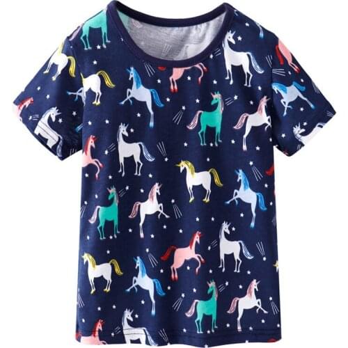 Funnygame Childrens Unicorn T shirts for Girls Summer Lovely Cotton Tees Animals Printed Baby Clothing Toddler Tops Girls