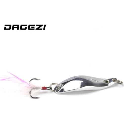 DAGEZI geometry Metal Sequins Fishing Lure Spoon Lure with Feather Noise Paillette Hard Baits Treble Hook Pesca Fishing Tackle