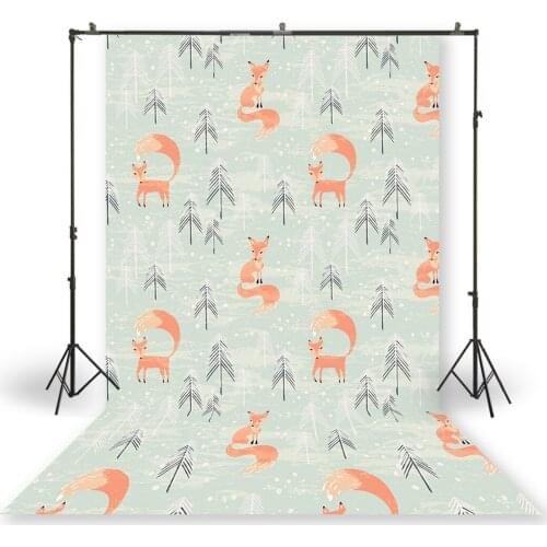 HUAYI Photography Backdrop Newborns Baby Birthday Studio Photo Background Fox Pattern Christmas Day Photo Backdrops XT-6856