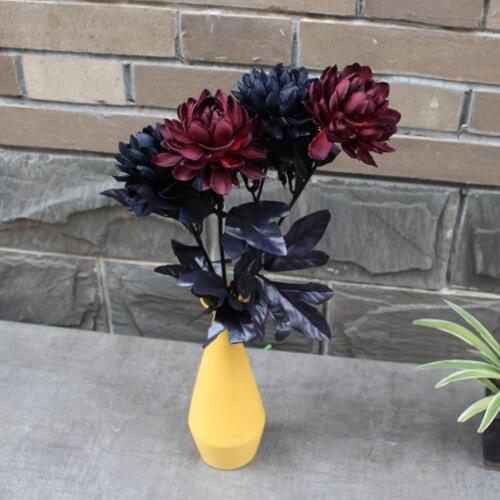 Artificial Roses Dahlia Branch Flowers Wedding Home Decoration Flannel Fabric Cute Black Rose Fake Flowers Crafts Party Decor