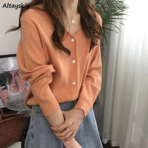 Cardigan Women Simple Sweater Knit Solid Spring Fashion Ulzzang Button Minimalist Casual Streetwear All-match Chandails Clothing