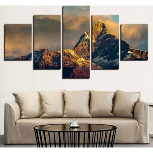 Paintings Decor Fashion Canvas Art 5 Panel Mountain Peak Landscape Modern Frames Prints Wall Modular Picture Kids Room Poster