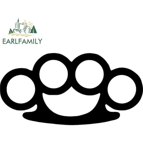 EARLFAMILY 13cm x 6.5cm Brass Knuckles V1 Sticker Decal JDM FCK ILL Vinyl Truck Vehicle Body Accessories Waterproof Car Stickers