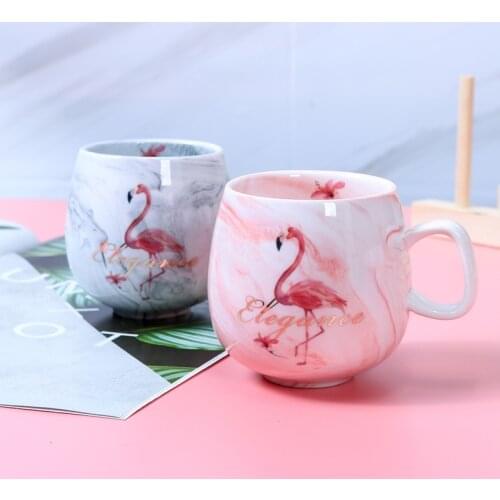 Creative couple cups ins marbled ceramic cups flamingo cup mugs coffee cups 350ML