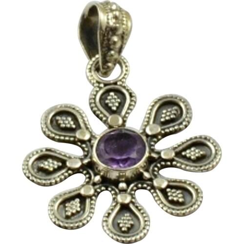 Lovegem Nature Amethyst Pendant 925 Sterling Silver , 41 mm, MHBAP4533