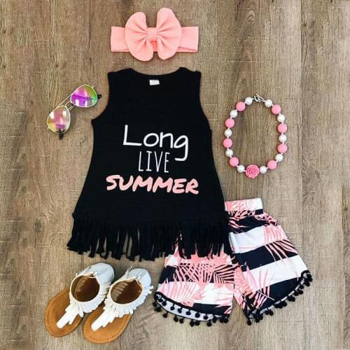 Toddler Kid Baby Girl Summer Top T-shirt+Short Pants Outfit Set Clothes 3pcs Set