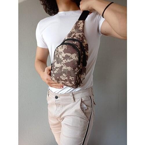 Mens chest diagonal shoulder travel school camping picnic messenger camouflage bag quality water resistant fashion unisex short