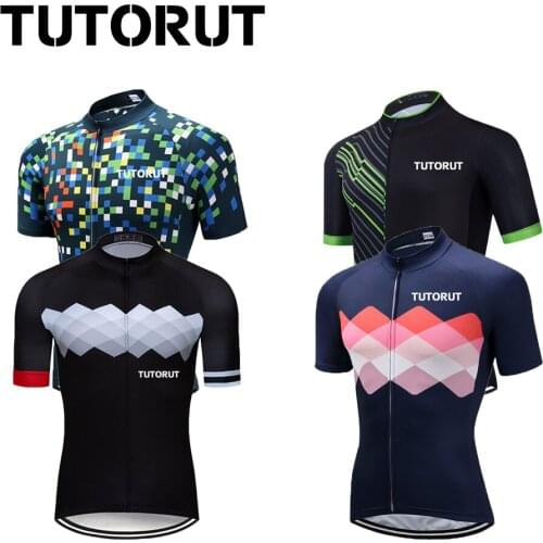 TUTORUT Mens Cycling Clothing Summer Bike Racing Jersey Quick Dry Road Bicycle Pro Team Cycling Sportwear Short Sleeve
