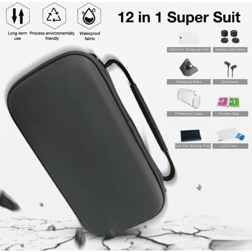 12-in-1 Kit for Nintend NS Switch Console Lite Earphone/Storage Bag / Tempered Film/Protective Case/Silicone Cap/Charging Stand