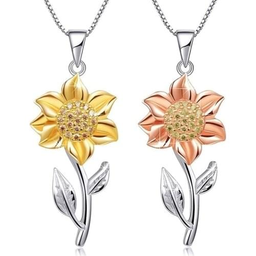 New Delicate Sunflower Pendant Necklace For Women Jewelry Gifts 2 Colors Chain Necklace Pendant Choker Necklaces Pulseira kolye