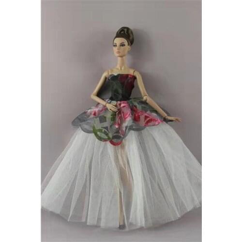 1/6 BJD Doll Clothes Elegant Black Off-Shoulder Dress For Barbie Princess Outfits Wedding Party Gown 30cm Dolls Accessories Toy