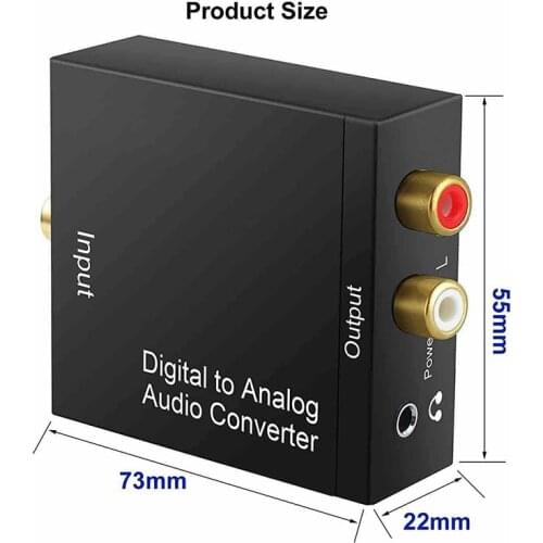Optical Coax Toslink Digital to Analog Converter RCA L/R Stereo Audio Digital Fiber Turn Analog Audio Converter Audio Splitter