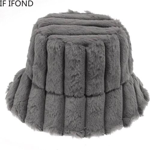 Brand New Rabbit fur Winter Panama Hats Women Girl Outdoor Fisherman Hats Bob Fashion Basin Cap Sun Anti-UV bonnet