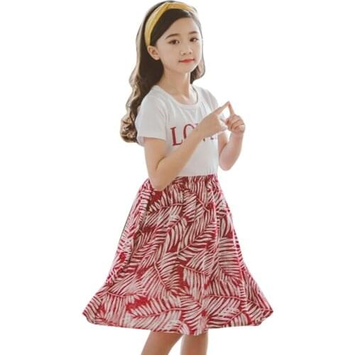 Girl Dresses Letter Pattern Girl Child Dress Floral Pattern Children Party Dress Patchwork Clothes Girl 6 8 10 12 14