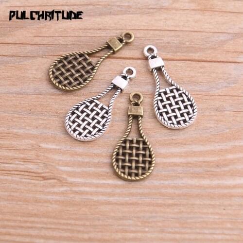 20pcs 12*29mm Two Color Metal Zinc Alloy Tennis Racket Charms Fit Jewelry Sport Pendant Charms Makings