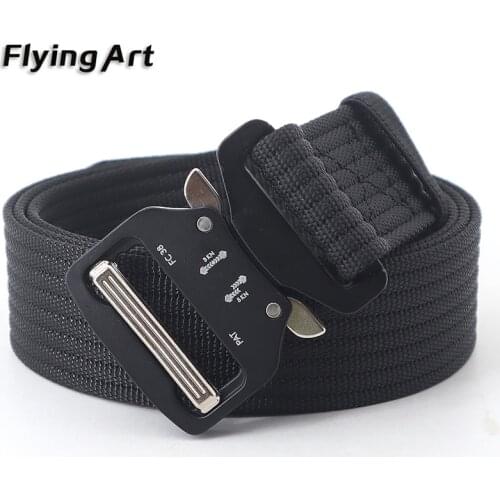 High quality pit pattern Belt Men Tactical Designer Belts for Jeans Pants Nylon 3.8 CM Wide Belt Black Metal Buckle Waist Belt