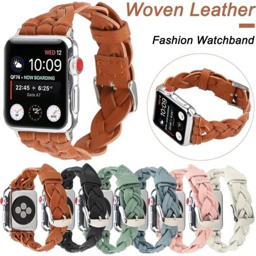 Handmade Woven Leather Strap for Apple Watch 6 SE Band Series 5 4 3 2 Men/Women Fashion Bracelet for iWatch 40mm 44mm 42mm 38mm