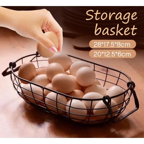Retro Basket Multi-function Wrought Iron Art Desktop Storage Basket Vegetable Fruit Egg Groceries Storage Basket Organizer