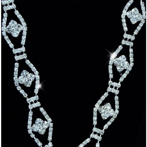 10Yards Silver Rhinestone Trim Wedding Trim Crystal Chain for Bridal Dress Bouquet