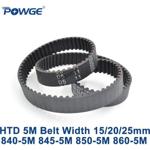 POWGE HTD 5M synchronous belt C=840/845/850/860 width 15/20/25mm Teeth 168 169 170 172 HTD5M Timing Belt 840-5M 850-5M 860-5M