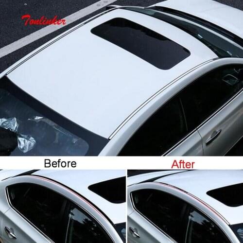 Tonlinker Exterior Car Roof edge seal Cover Sticker For Nissan SYLPHY 2012-19 Car Styling 2 Pcs Stainless steel Cover sticker
