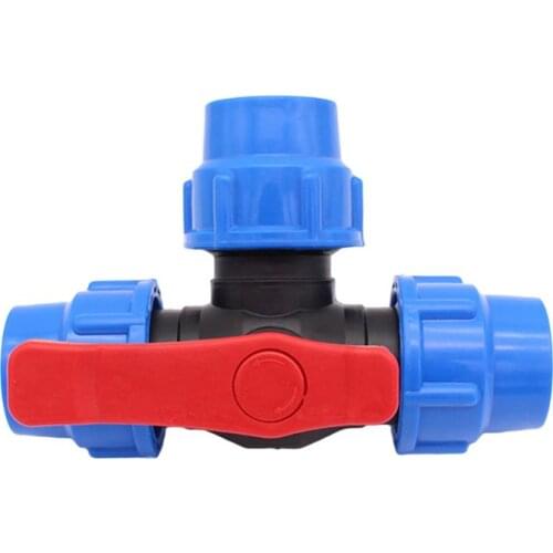 PE three-way quick connect valve plastic valve T-type valve inner diameter 20/25/32mm quick connect plastic three-way valve