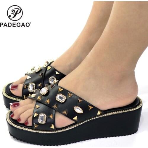 Latest Design Wedding Shoes Bride Pumps Women Shoes Women Shoes High Heel Open Toe Pumps Nigerian Women Party Pumps Slip ON