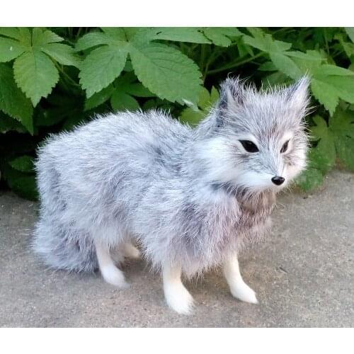 Simulation gray fox hard model,polyethylene&fur 16x12 cm toy,prop,home decoration Xmas gift 1421