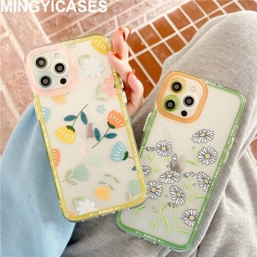 Fresh Flower Shockproof Case for Iphone 11 12 Pro Max MiNi X XR XS 7 8 Plus SE 2 Bumper Clear Soft TPU Silicone Back Cover