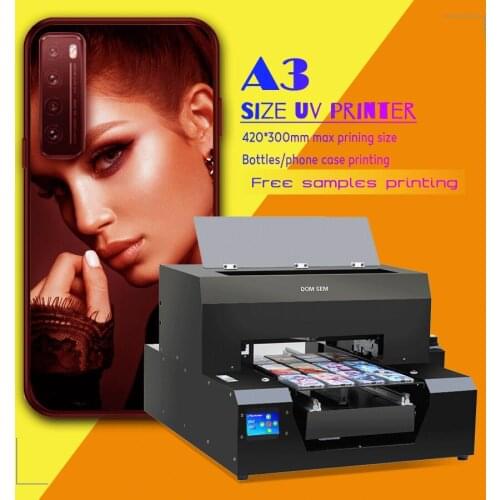 DOMSEM A3 Size UV Printing Machine Newest Digital Printers with EPSON 1390 Print Head for Leather Glass Board Phone Case