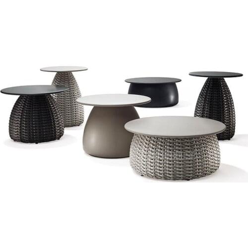 Outdoor Coffee Table Combination Balcony Coffee Table Model Room Side Table Soft Rattan Creative Round Coffee Table Furniture