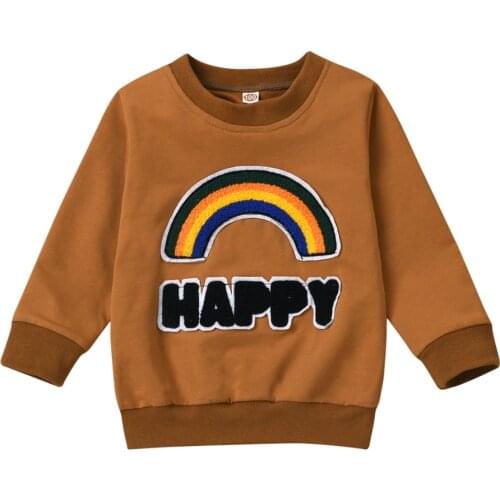 Spring Autumn Baby Boys Girls Sweatshirt Rainbow Stripes Pulloves Long Sleeve Top Cotton Casual Childrens Clothing