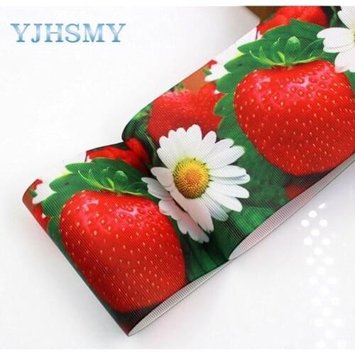 YJHSMY 183179 10 yards 75 mm fruit Strawberry Series ribbon thermal transfer lattice wedding accessories DIY handmade materials