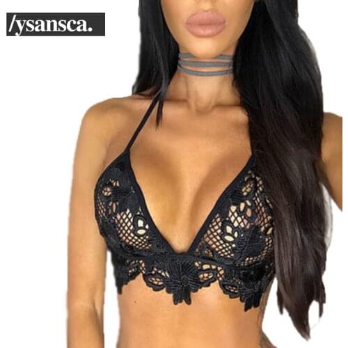 2017 Solid Black Women Fashion Trim Bralette Sexy Lace Jacquard Wide Straps Bra Soft Push Up Deep V Cross Back Bra