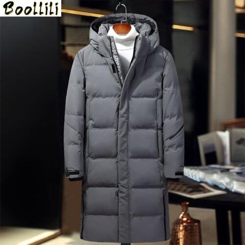 Winter Mens Thicken X-Long White Duck Down Jacket 2020 New Fashion Hooded Over The Knee Warm Parka Coat Male Brand Clothing
