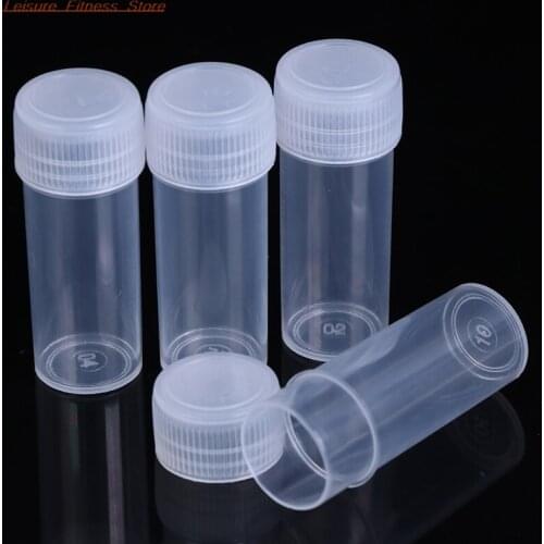 10Pcs 5ml Plastic Test Tubes Vials Sample Container Powder Craft Screw Cap Bottles for Office School Chemistry Supplies