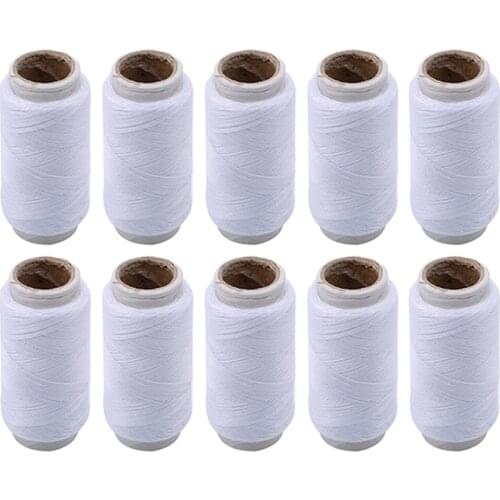 10pcs/ Pack White Polyester Sewing Thread Strong And Durable Sewing Threads For Hand Machines DIY Sewing Accessories