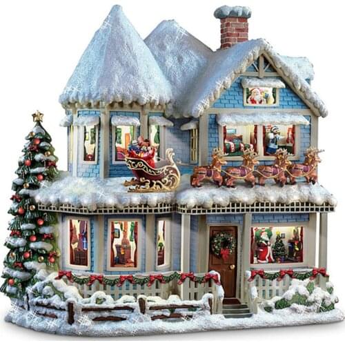 2021 DIY Christmas House Cross Stitch Embroidery 11CT Kit Craft Needlework Set Christmas Cotton Thread Canva Printed Home Decor