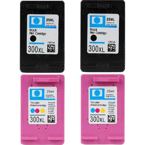 4 Compatible HP 300 XL Refilled Ink Cartridge for Deskjet D2560 F2400 F2420 F2480 F2410 F4210 F4500 F4580 & Envy 100,110,120