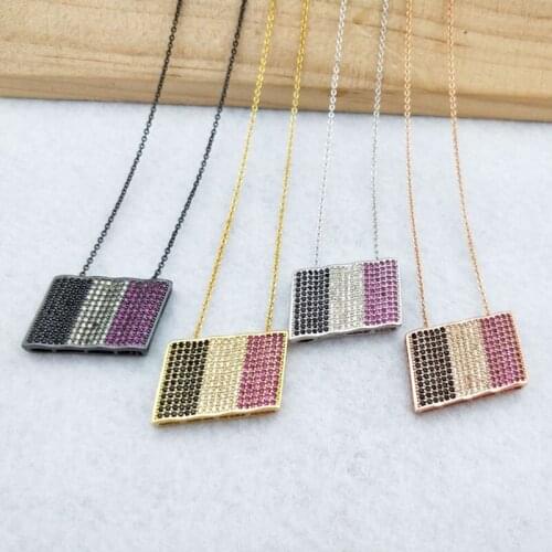 5 Pieces Micro Pave Crystal Cubic Zirconia Pendant handcrafted Charm women Jewelry Finding,Belgian flag Necklace NK331