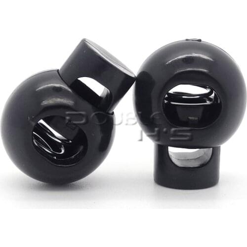 50pcs/lot Plastic Round Ball Cord Lock Stopper Toggle Clip Black Size: 22mm*17.5mm*13.5mm