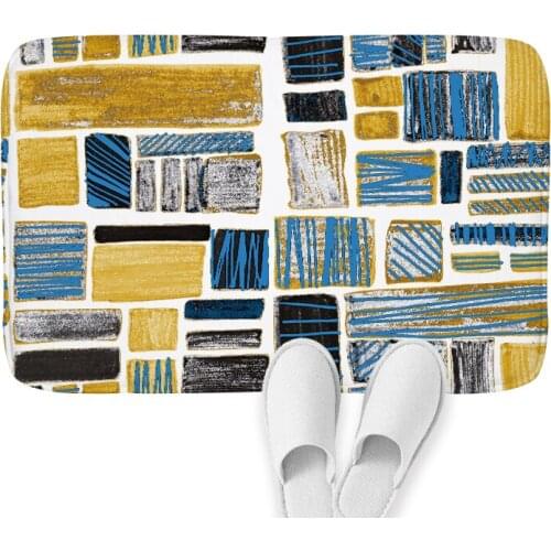 Abstract Retro Vintage Plaid Cushion Kitchen Carpet Waterproof Doormat Outdoor Living Room Bedroom Bathroom Carpet Decoration