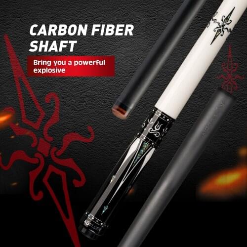 KONLLEN Billiard Pool Cue 12.9mm Tip Carbon Fiber Shaft Tecnologia 3*8/8 Joint Real Inlay Cue Stick 148cm White With Extension