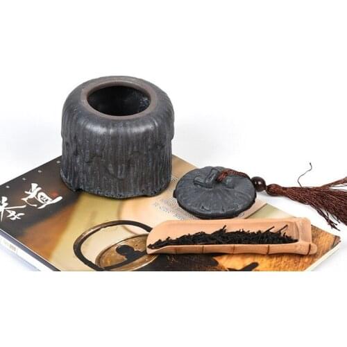 Large Sealed Tea Caddy Ceramic Sugar Coffee Storage Chinese Vintage Tea Caddy Dust-proof Thee Blikjes Kitchen Supplies DE50CY